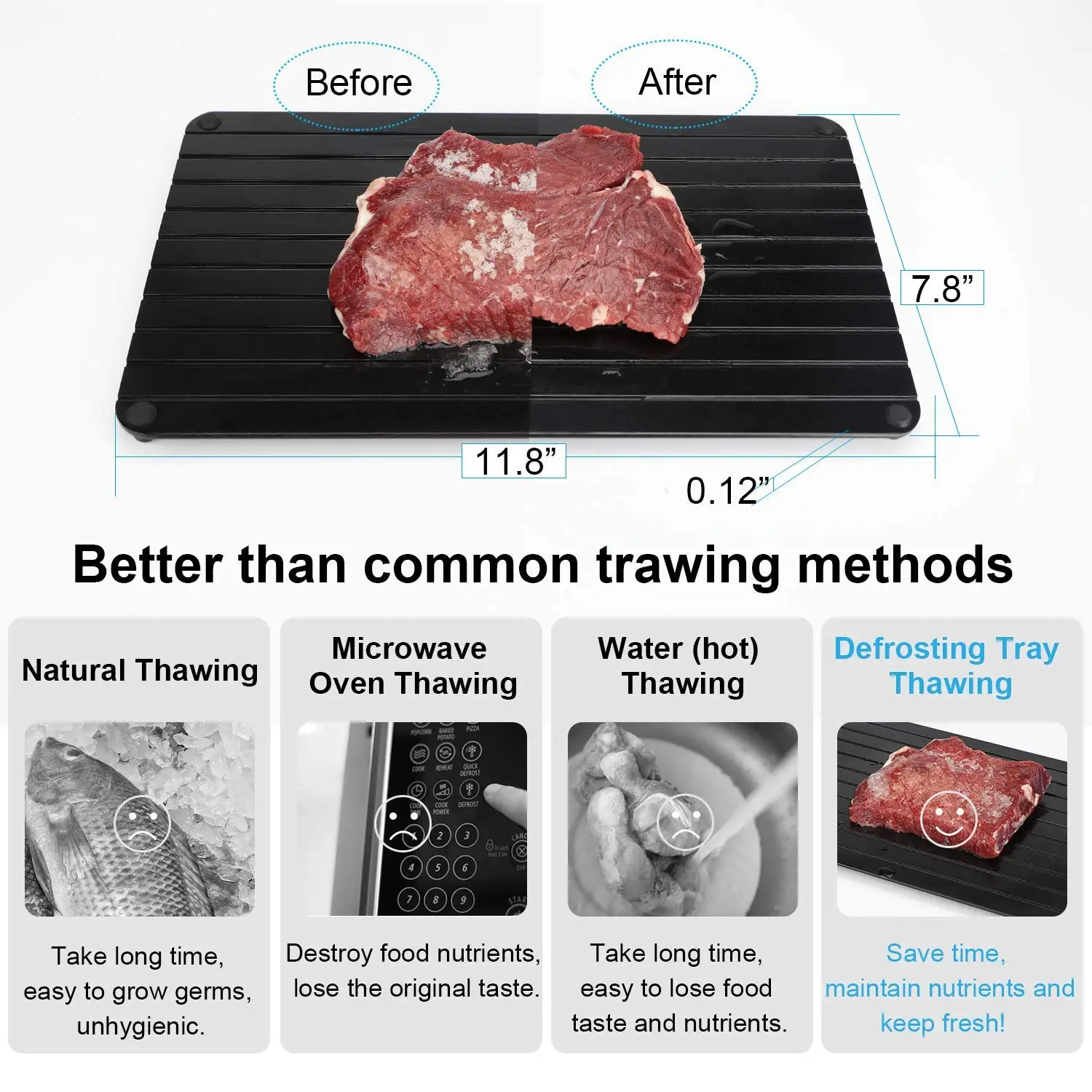 Rapid Thaw Defrosting Tray fast meat desfroting plate Quick defroster tray Miracle defrost board for frozen foods 100% natural Rapid Thaw Defrosting Tray fast meat desfroting plate Quick defroster tray Miracle defrost board for frozen foods 100% natural