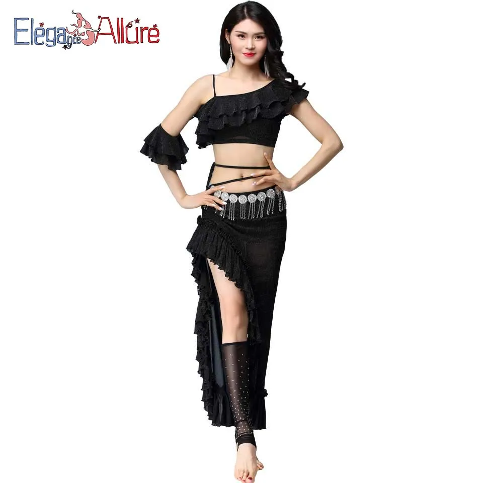 

E&A Beginner Belly Dance Costume Set Women Bellydance Skirt Dancer Practice Clothes Fashion Indian Bellydance Outfits Long Dress