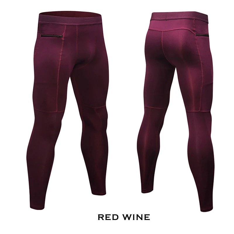 

Athletic Running Training Fitness Three colors solid color Sports Pants new Sportswear Zip pocket elastic and tight Men's Gym