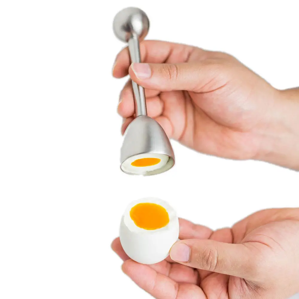 

Kitchen Stainless Steel Raw Egg Shell Topper Cracker Egg Opener Knocker Tool Hot