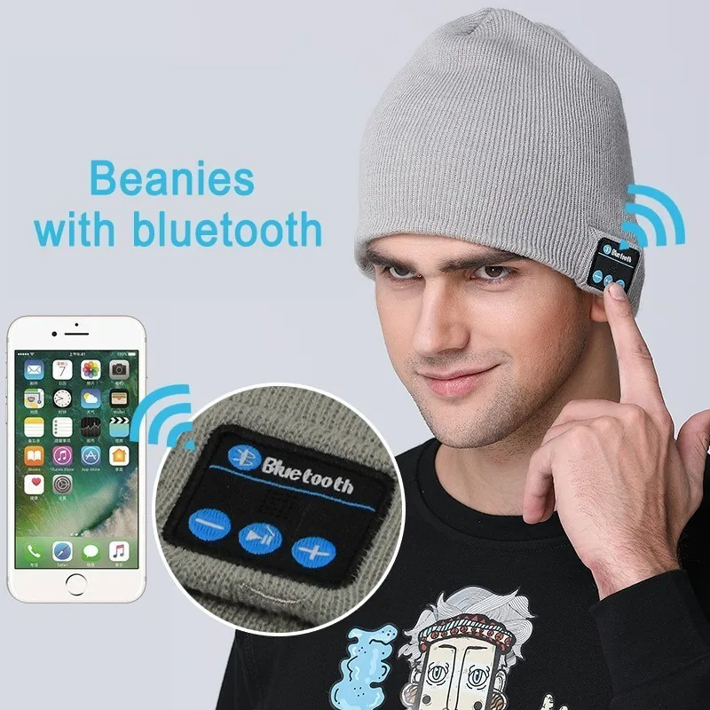 Мужские шапки беспроводные Bluetooth наушники музыкальная шапка умные гарнитура