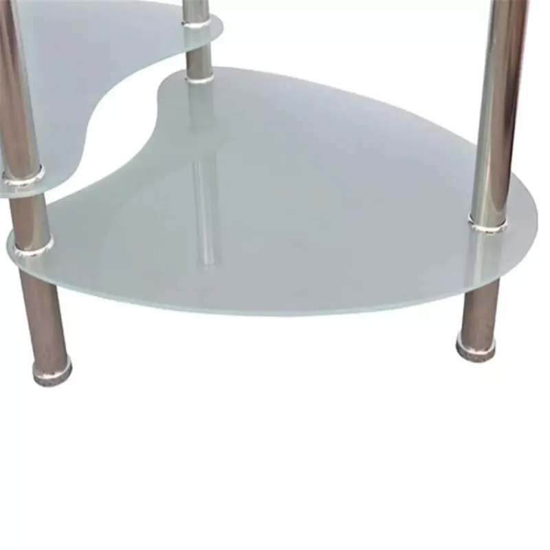Coffee Table With Exclusive Design White Exclusive 3-Layer And Elegant Coffee Table Design Tempered Glass + Metal Frame Material