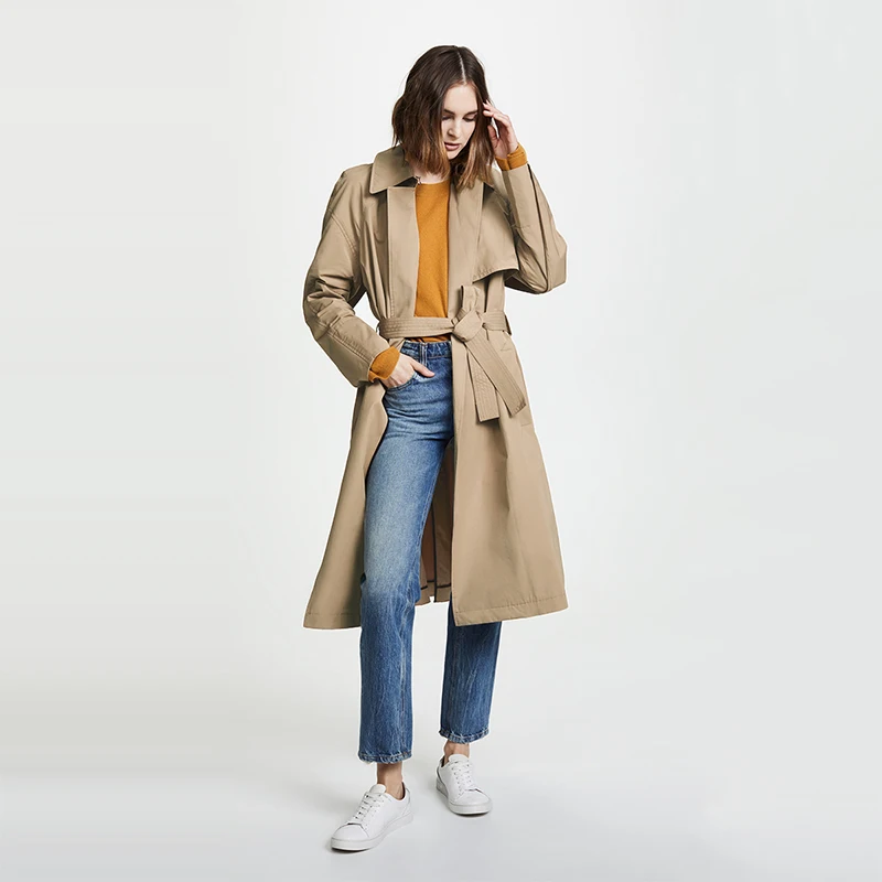 Élégante Plus Kaki Complexe Robe Doublure Contraste Streetwear Tranchée Grand Kissmilk Simple Manteau Automne Pardessus Coupe vent La Ceinture Taille UqXxwf