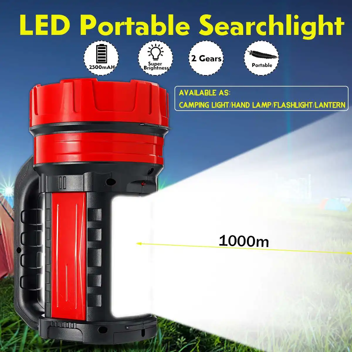 

5W Portable LED Searchlight Torch Bright Table Lamp Scalable Flashlight Outdoor Handle Headlight Sidelights Rechargeable Battery