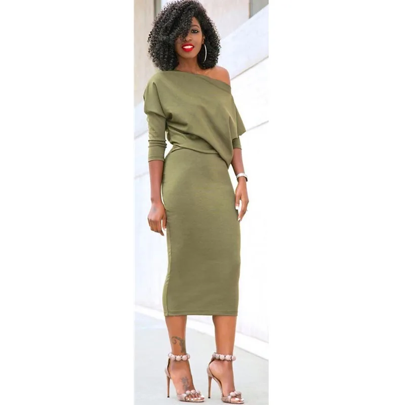 

Sexy Women Casual Off Shoulder Bandage Bodycon Party Dress Ladies Solid Midi Long Elegant Wrap Satin Dresses