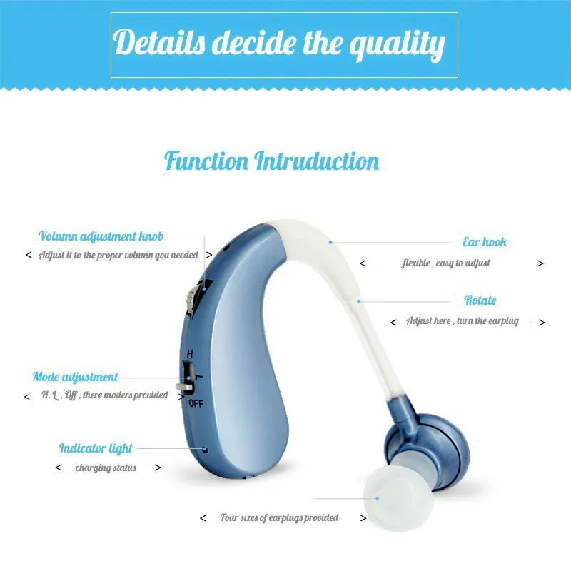 Portable Mini Digital Rechargeable Hearing Aid ear aids for the elderly Wireless Sound Amplifiers Long Time Use Drop Shipping
