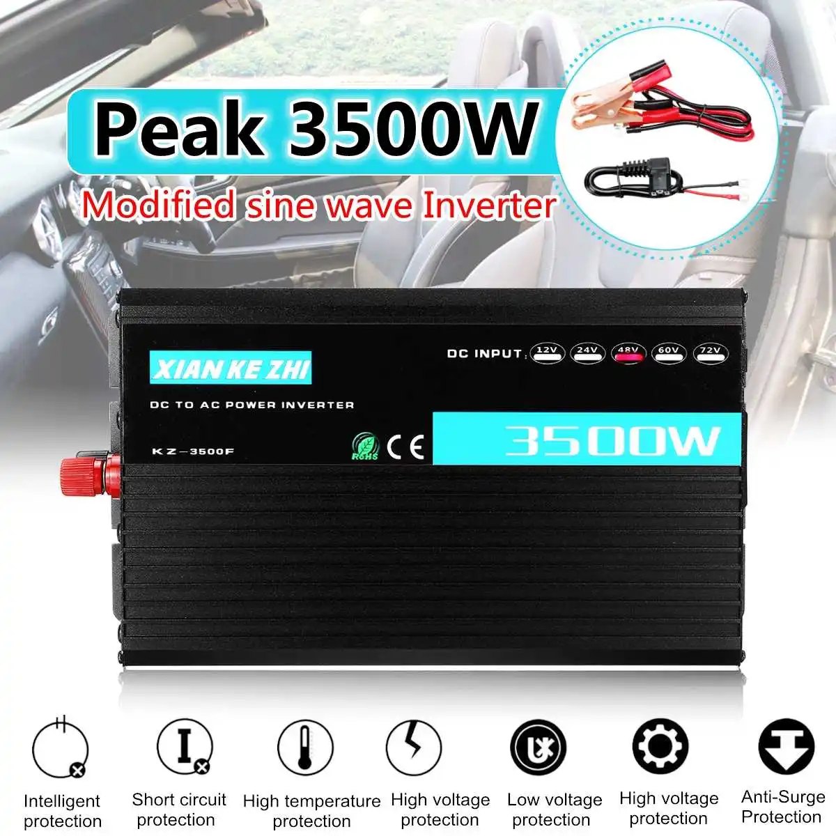 

Dual Display Intelligent 3500W Modified Power Inverter 12/24/48/60/72V TO 220V LED Display Power Converter Multi Protaction