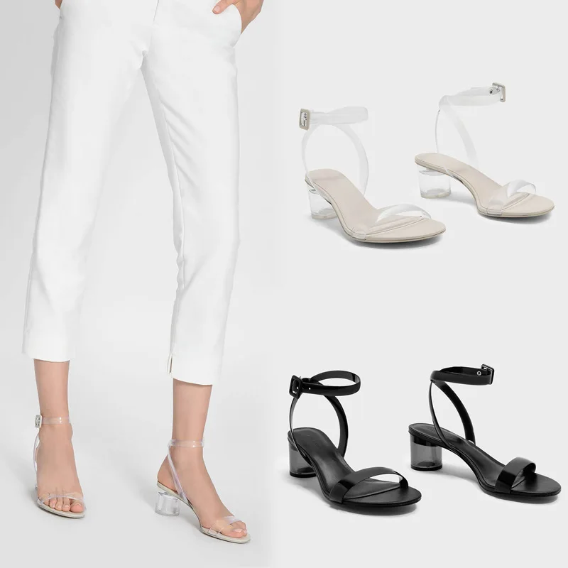 

2019 Women's Shoes Coarse With Back Circle Head Crystal With Sandals Woman
