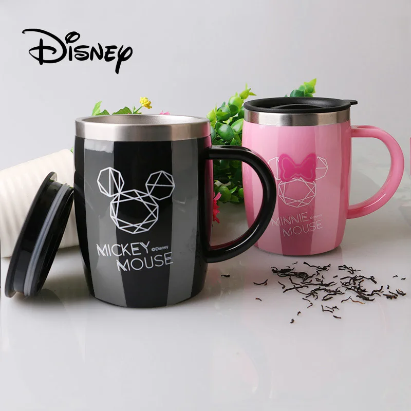 Criança com Tampa de Isolamento Lidar com Copo Copos de Leite Presentes de Aniversário Disney Caneca Mickey Mouse Inoxidável Escritório Antiderrapante Café 2020