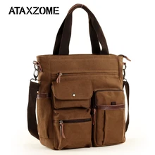 Модная сумка для мужчин высокого качества натуральный холст сумка большая емкость молния сумка мужская сумка