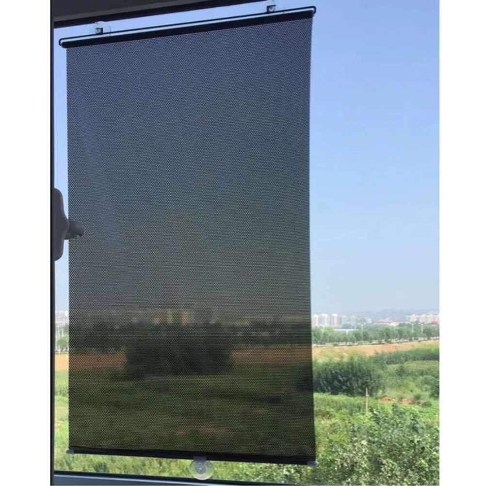 

Free-perforated Balcony Suction Cup Sunshade Blackout Curtain Temporary Blinds Versatile Drape for Door (Black Mesh Dot)