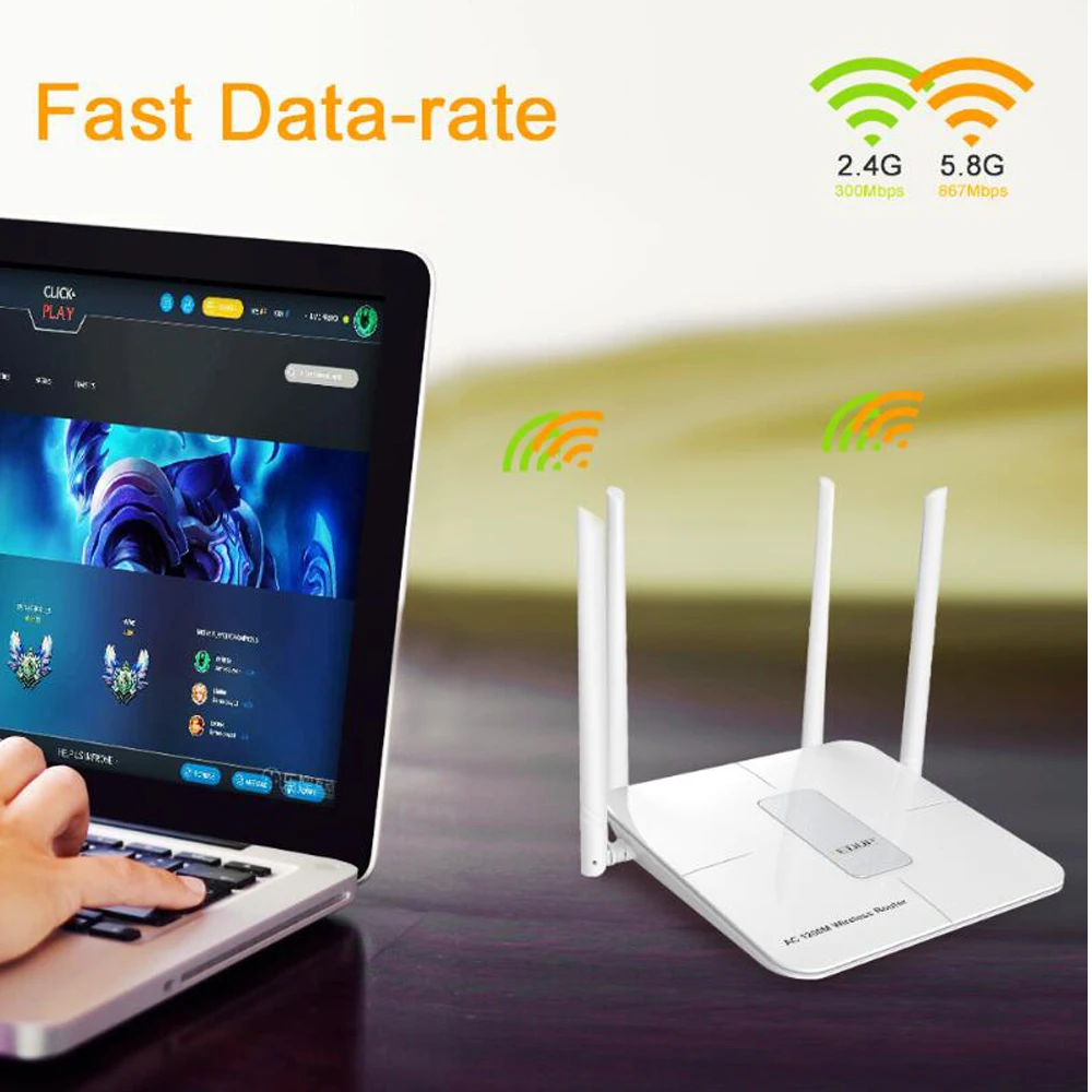 

AC 1200Mbps IEEE 802.11ac Wireless Dual Band Router 2.4GHz 5.8GHz wifi Repeater 4 LAN 1 WAN Range extender Smart APP management