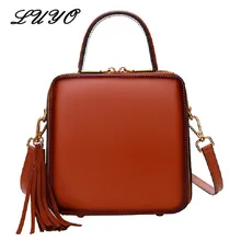 LUYO винтажная сумка из натуральной кожи с кисточками, модная повседневная сумка через плечо для женщин, роскошные дизайнерские сумки