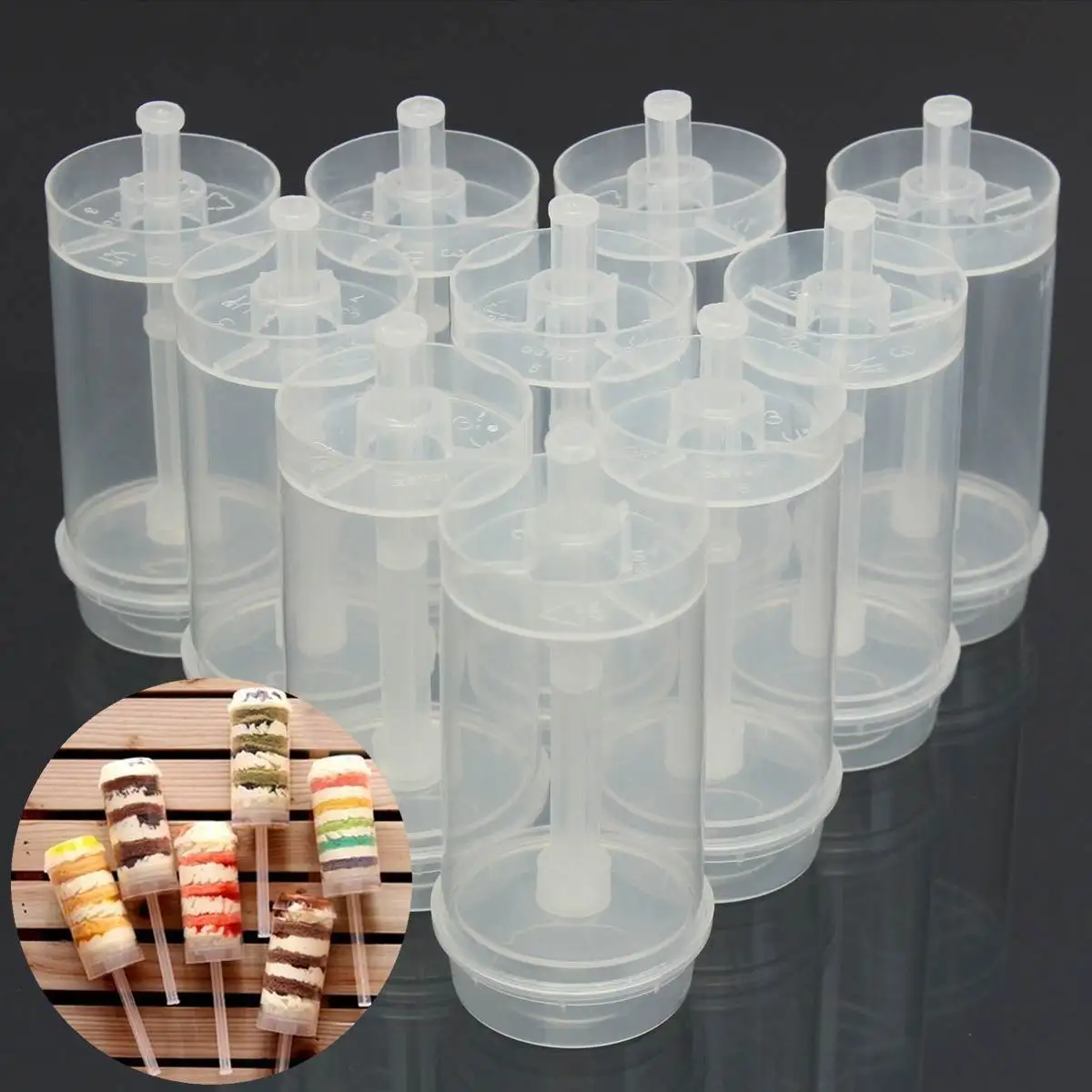 

10pcs/lot Push Up Pop Containers Shooter Push Up Cakes Pops Round Shape for Home House Birthday Party decoration