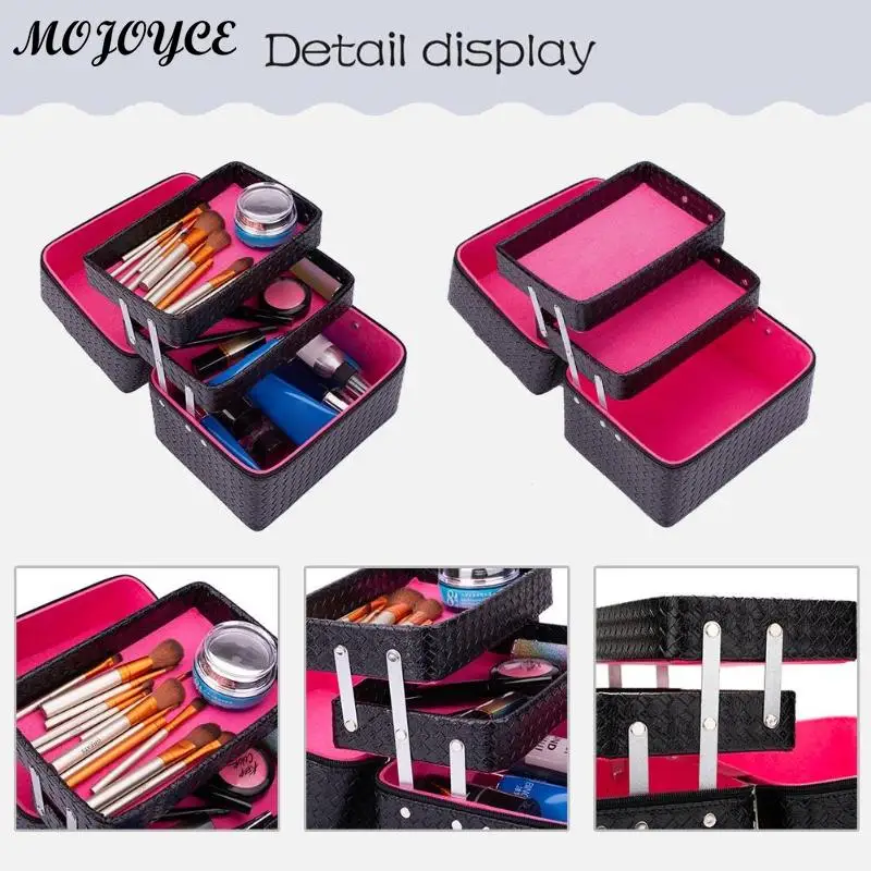 

Solid Color Large Capacity Suitcase Professional Makeup Storage Case Women Cosmetics Box Multilayer Handbags Bolsas Feminina New