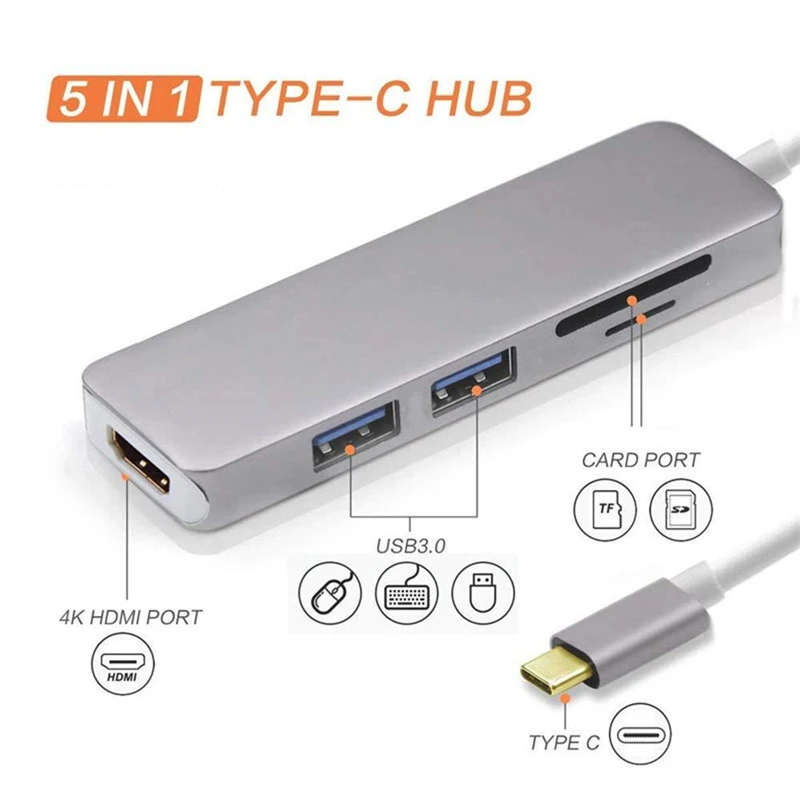 Trumsoon Type-C Thunderbolt to HDMI USB3.0 HUB Adapter SD TF Card Reader for MacBook Samsung Huawei Trumsoon Type-C Thunderbolt to HDMI USB3.0 HUB Adapter SD TF Card Reader for MacBook Samsung Huawei
