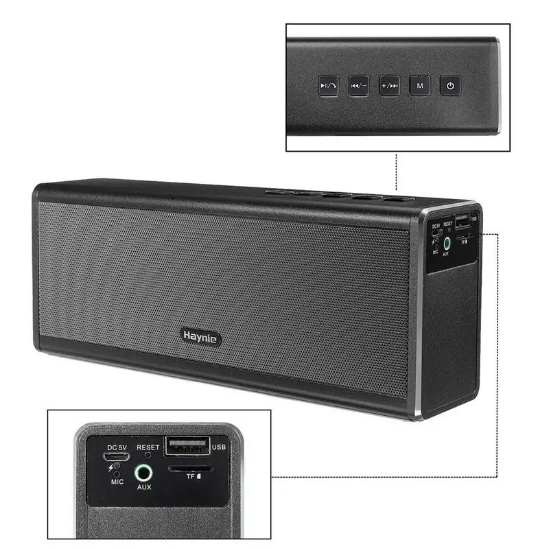 Металлический двойной 20 Вт беспроводной Bluetooth Hi Fi стерео супер бас динамик