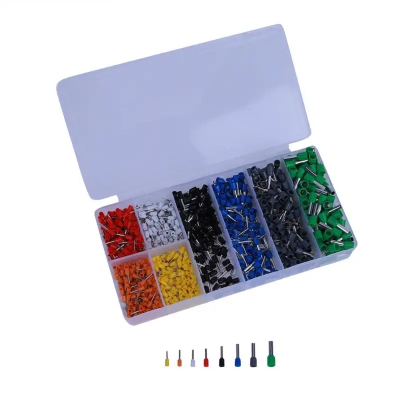 

880Pcs/ Box Insulated Terminals Electrical Crimp Connector Tube Wire Connector Assortment Kit Cold Pressing Copper Terminals
