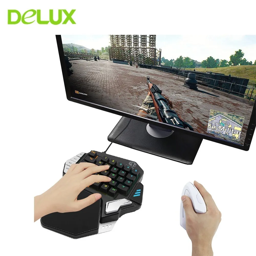 Delux T9X мини игровая клавиатура USB Проводная с одной механической клавиатурой RGB