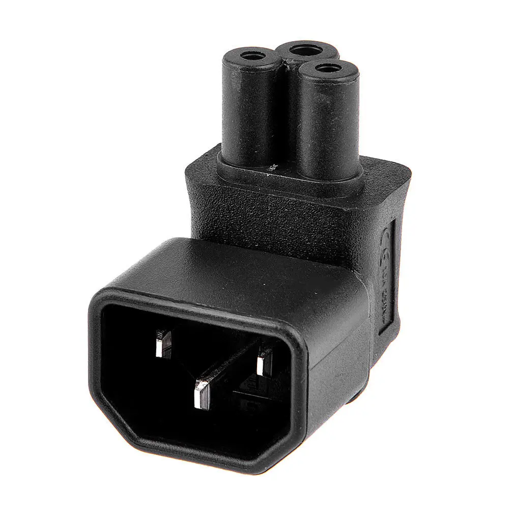 

IEC320-C14 Male to C5 Female 90 Degree Up Angle Angled PDU Power Adapter Black