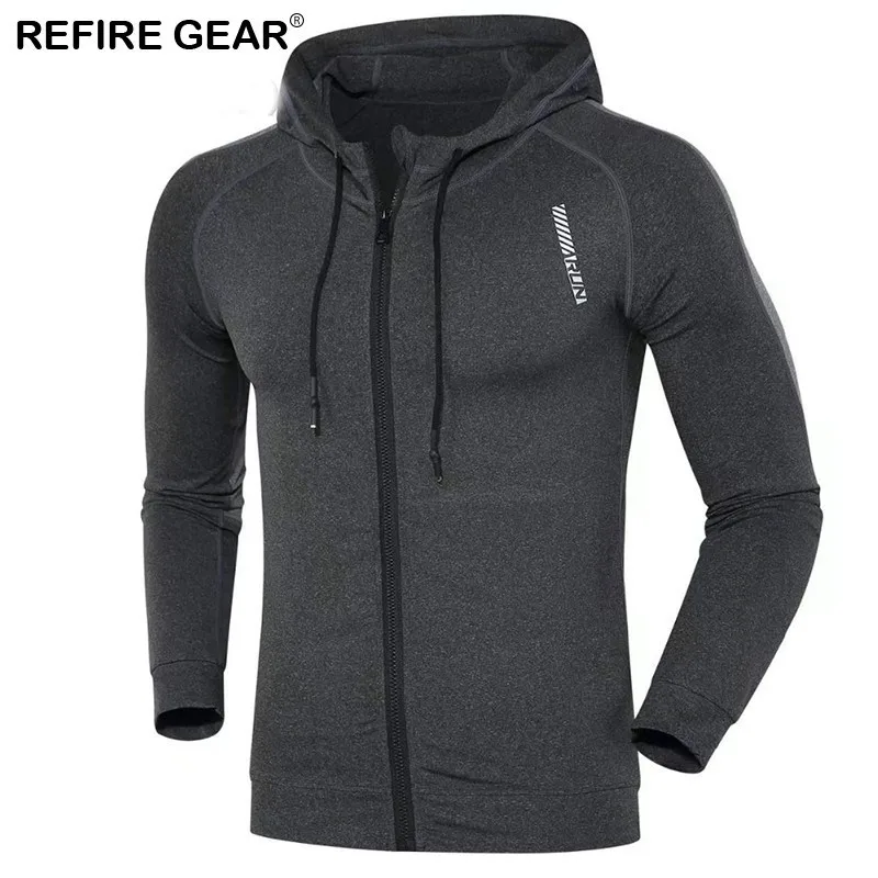 Мужская куртка для бега Refire Gear спортивная с длинными рукавами и капюшоном