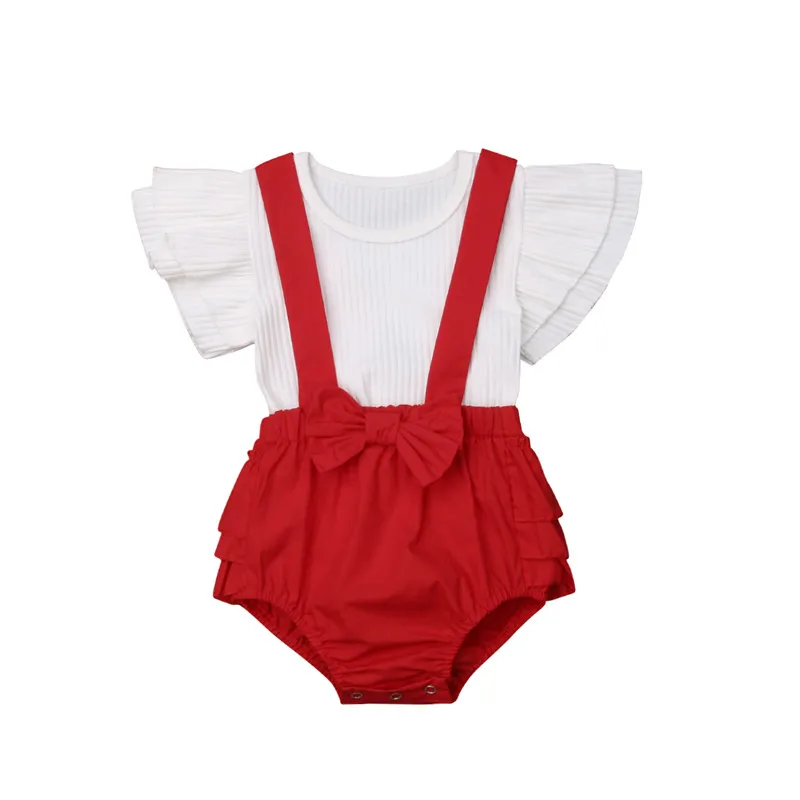 Christmas Clothing Sister Matching Outfits Xmas Kid Baby Girl Clothes Set Red Ruffle Sleeve Dress Top Bib Pants Girls Outfit