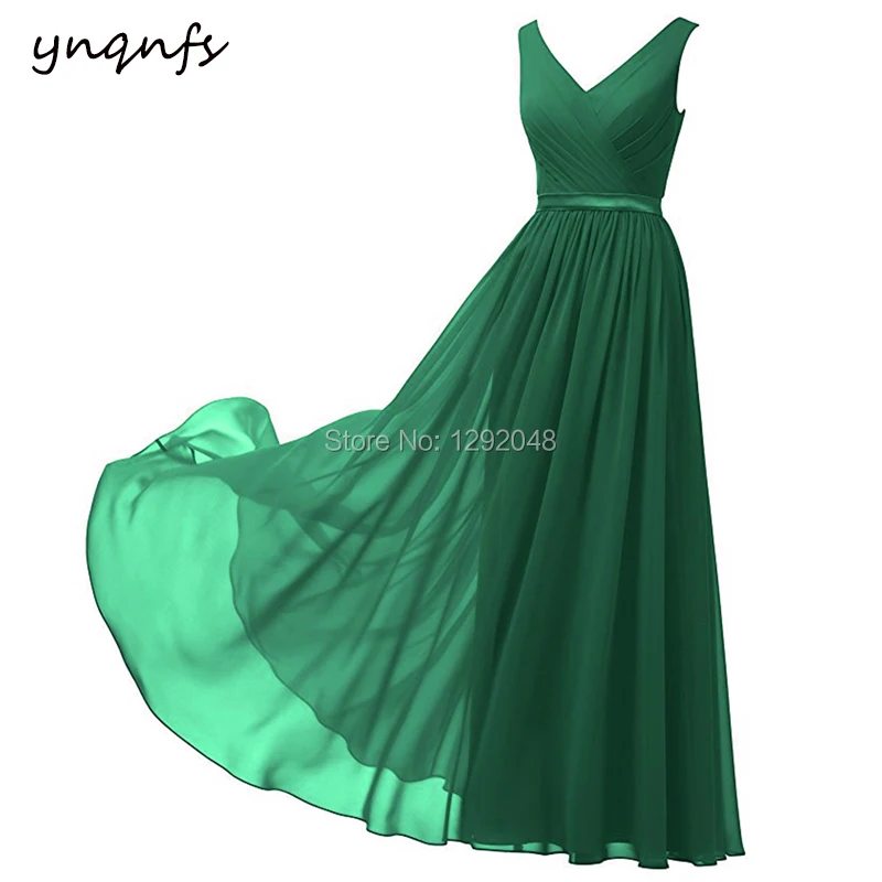 

YNQNFS M38 Simple V Neck A Line Chiffon Vestido Longo for Wedding Party Guest Blue/Navy/Purple/Burgundy/Green Bridesmaid Dresses