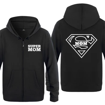 

Superhero Superman Super MOM Novelty Gift Hoodies Men 2018 Men's Fleece Zipper Cardigans Hooded Sweatshirts