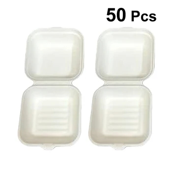 

50Pcs Packing Boxes Pulp Disposable High Grade Carry Out Containers Take Out Boxes Fruit Boxes for Fruit Sushi Food