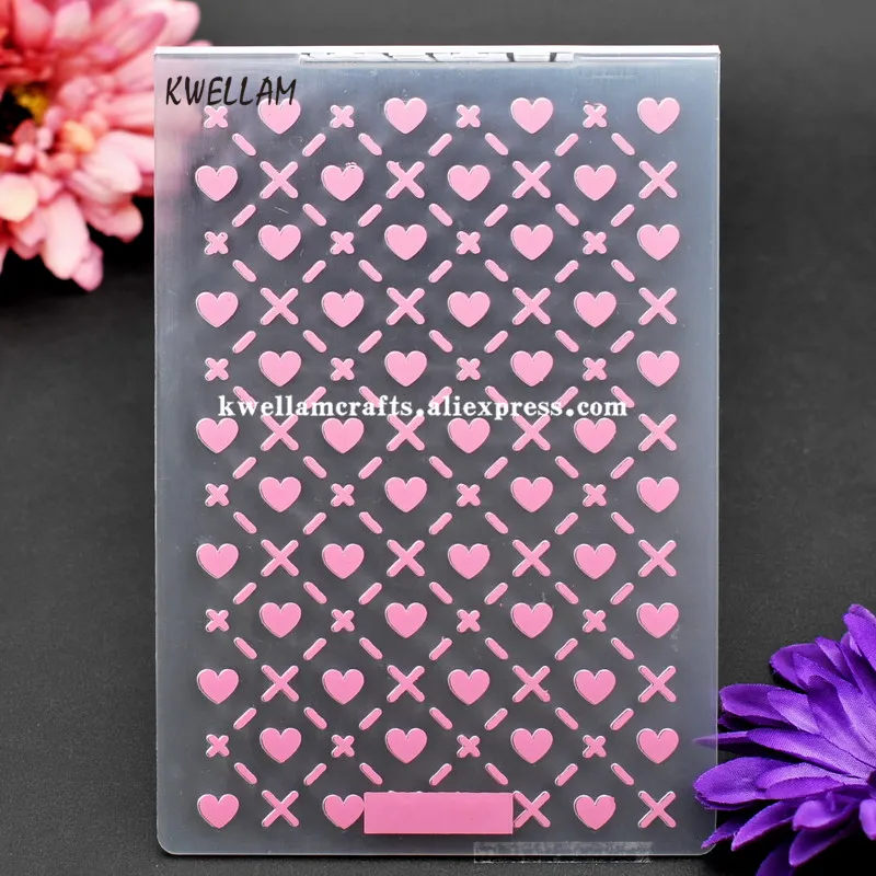 

Heart Grid Plastic Embossing Folder For Scrapbook DIY Album Card Tool Plastic Template 10.6x14.5cm KW7121510