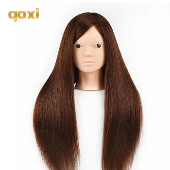 

Qoxi Professional training heads with 60% real human hairs can be curled practice Hairdressing mannequin makeup Styling dolls