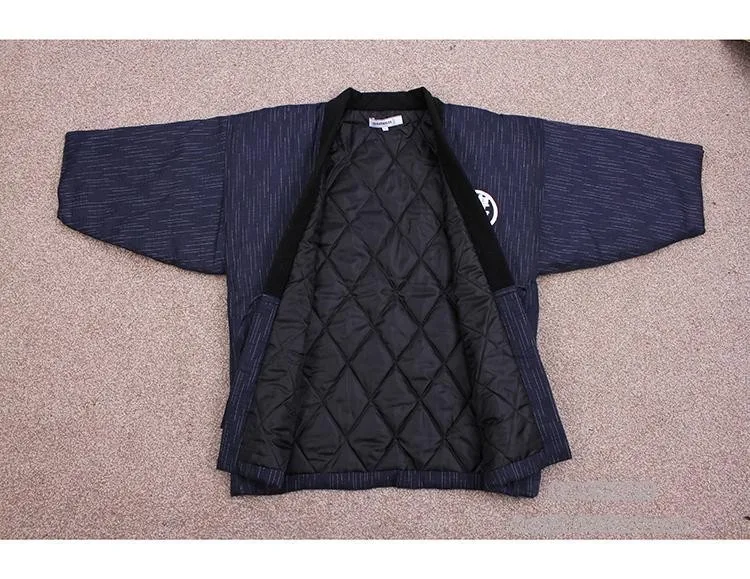 Japanese Men Hanten Winter Warm Wadded Cotton Kimono Haori Coat Outterwear Casual Home Clothes Men Loose Overcoat DH051