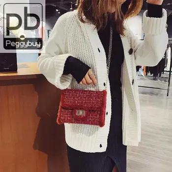 

Luxury Brand Twill Chain Sling Small Flap Women Messenger Bag Shoulder Crossbody Bags Black, White, Wine Red for Women