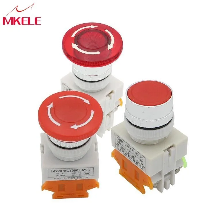 

1NO 1NC Emergency Stop Push Button Switch Locking Latching Stop Red Mushroom Cap Or Without Cap Hot Sale