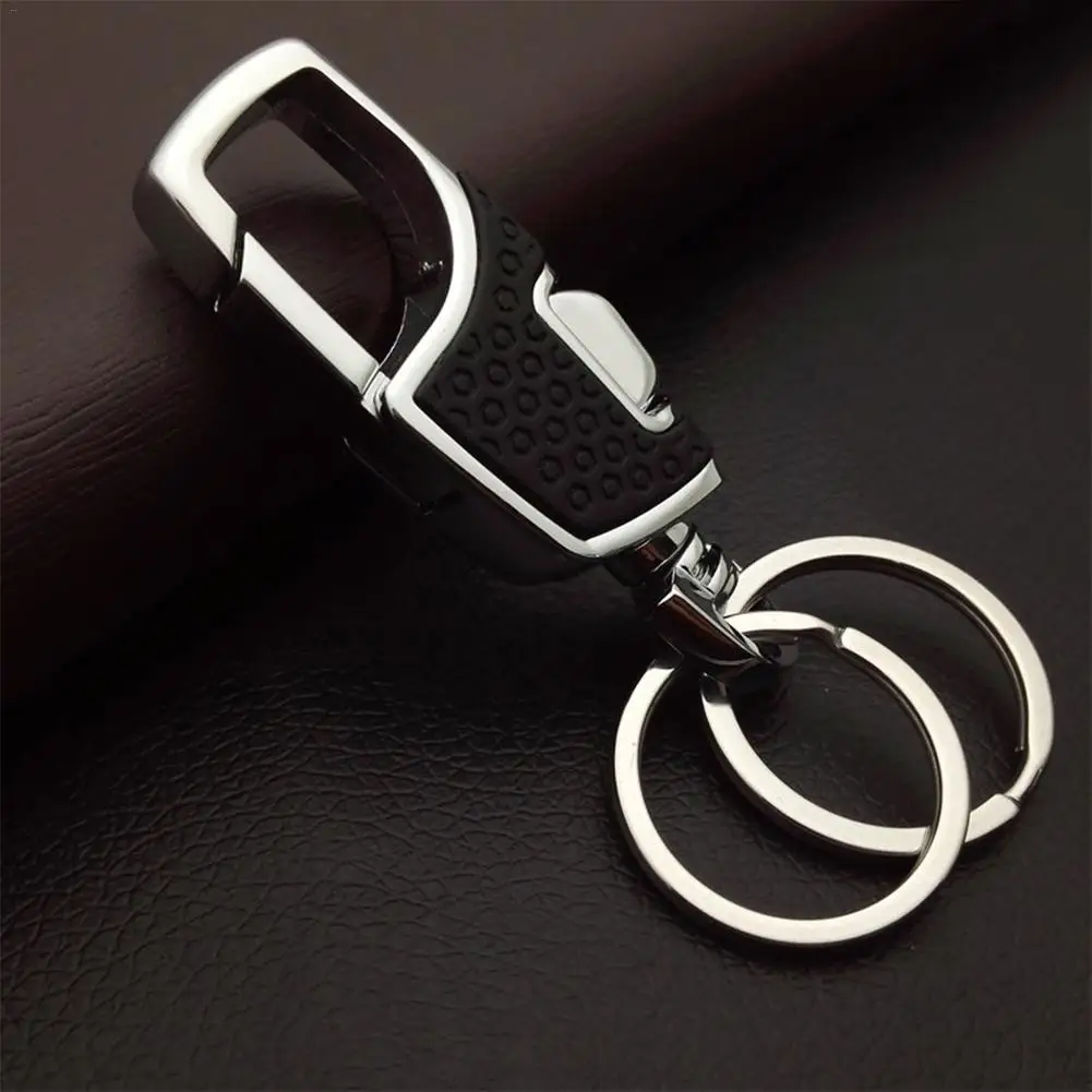 

Car Keychain Car Metal Pendant Double Ring Black