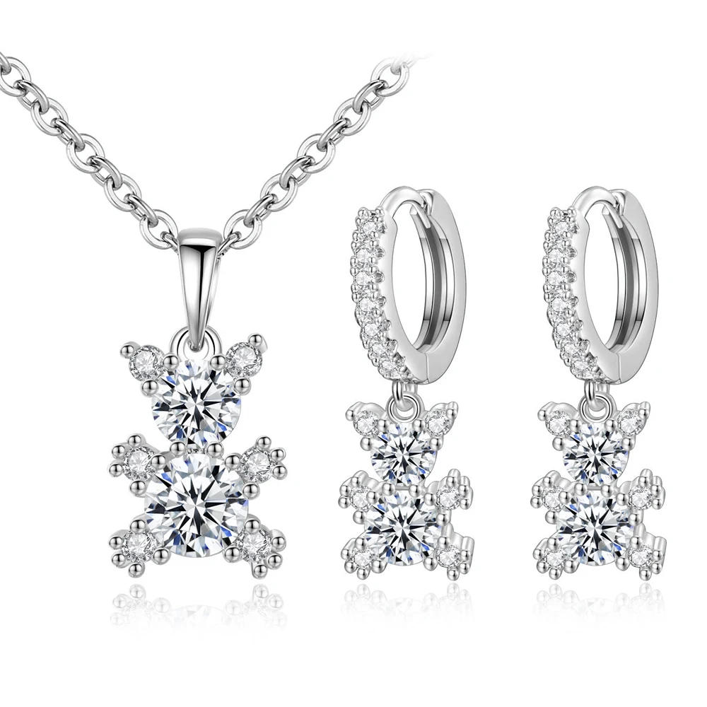

Sexy Mom Animal Bear Jewelry Sets for Women Stainless Steel Necklace Earrings Jewelry Sets Wedding Bride Jewelry Set