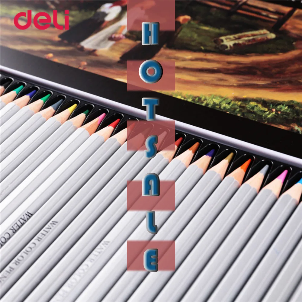 

Hot Sale Deli 36 colors pack water color pencil with box pencils painting colorful watercolor pen student supplies WJ-B G56