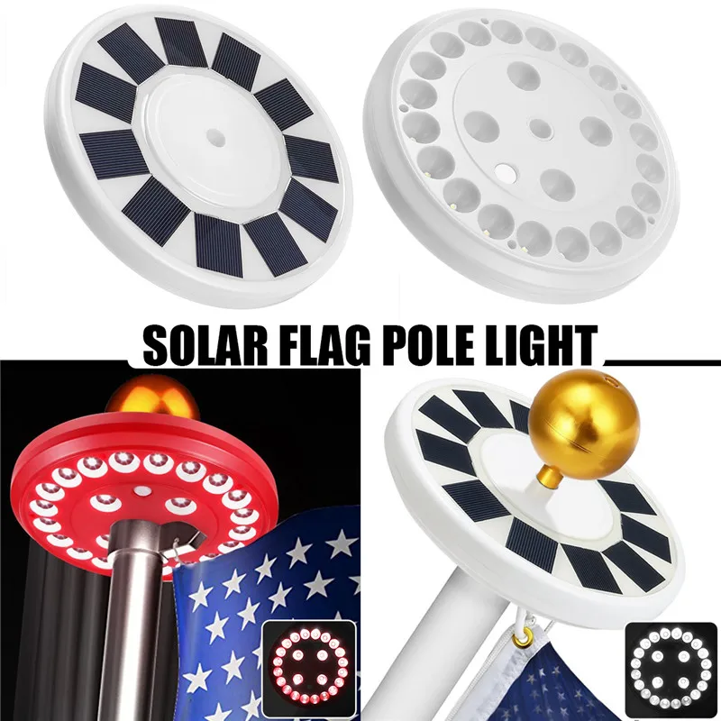 24 светодиодный на солнечных батареях флаг светодиодные лампы всепогодный Flagpole светильник авто вкл/выкл ночное освещение с панели