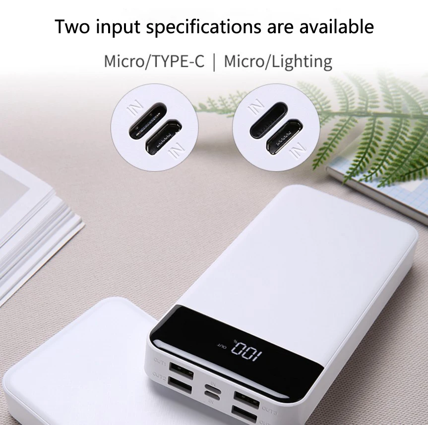 Быстрая Зарядка power Bank 20000 мАч 2 Портативное зарядное usb устройство 18650 Внешний