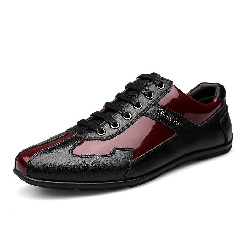 

Fashion Genuine Leather Men Shoes New Lace Up Leather Men Casual Shoes High Quality Flat Shoes For Men Plus Size 36-48