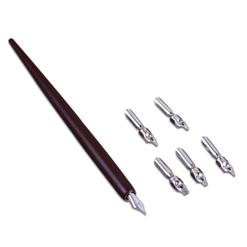 

High Quality Wooden Dip Fountain Pen Ink Pen Nibs Set Holder Manga Animation Drawing Tools Kit For Painting Stationery 03845