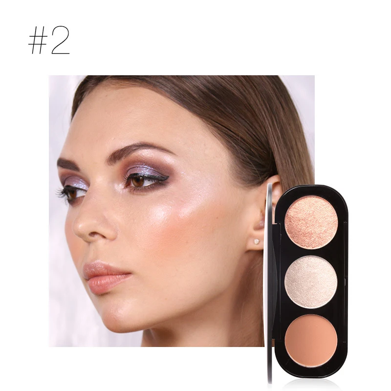 

3 Colors Blush Highlighter Palette Shimmer Bronzers Powder Illuminated Blusher Face Contour Makeup Cosmetic highlighter palette