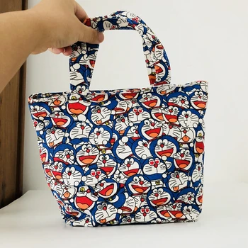 

IVYYE 1PCS Doraemon Fashion Portable Canvas Lunch Bags Cartoon Picnic Bag Food Box Tote Storage For Women Girls Kids