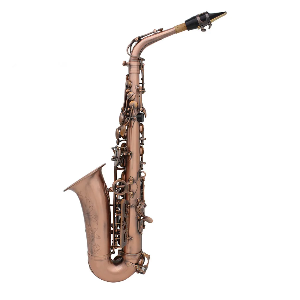 

Professional Red Bronze Bend Eb E-flat Alto Saxophone Sax Abalone Shell Key Carve Pattern with Case Gloves Cleaning Cloth Strap
