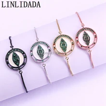 10 шт. золото/серебро/розовое золото/черный Модный Pave CZ и белая круглая эмалированная разъем для глаз регулируемые браслеты с шармами LL-B020