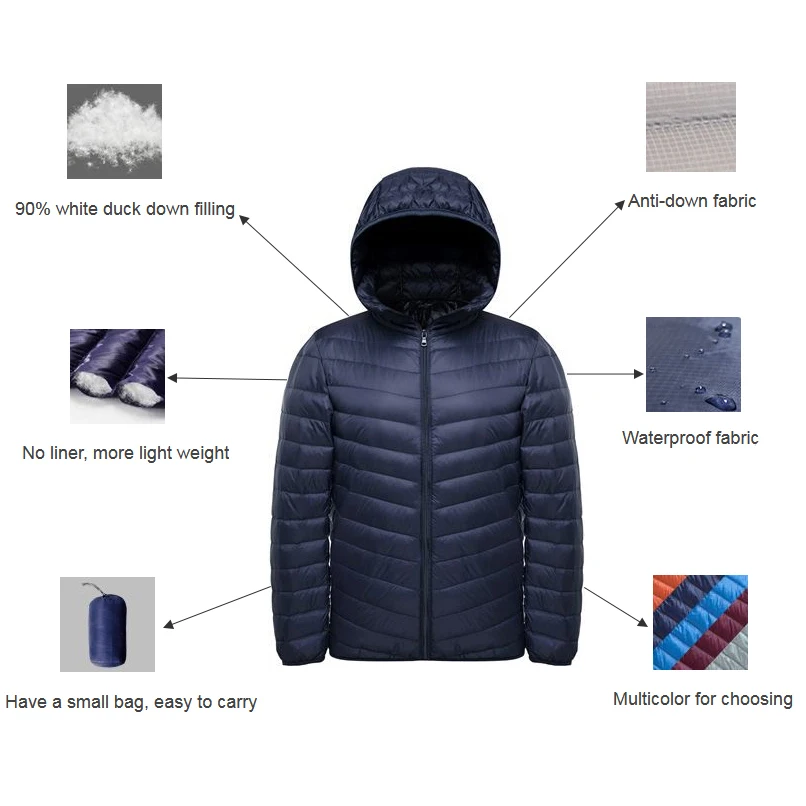Down Jacket Mens Jacket Bang Down Coat Male Ultra Light Down Jacket Men's Warm Jackets Windbreaker Lightweight Coat Feather Puffer Parka Feather