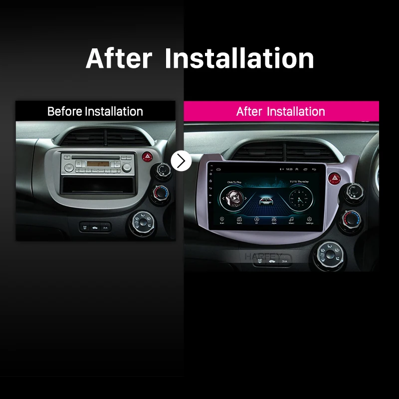 Clearance Harfey 10.1" Head Unit Touch Screen for HONDA FIT JAZZ 2007-2013 RHD Android 8.1 GPS Navigation Radio Bluetooth Music WiFi OBD2 5