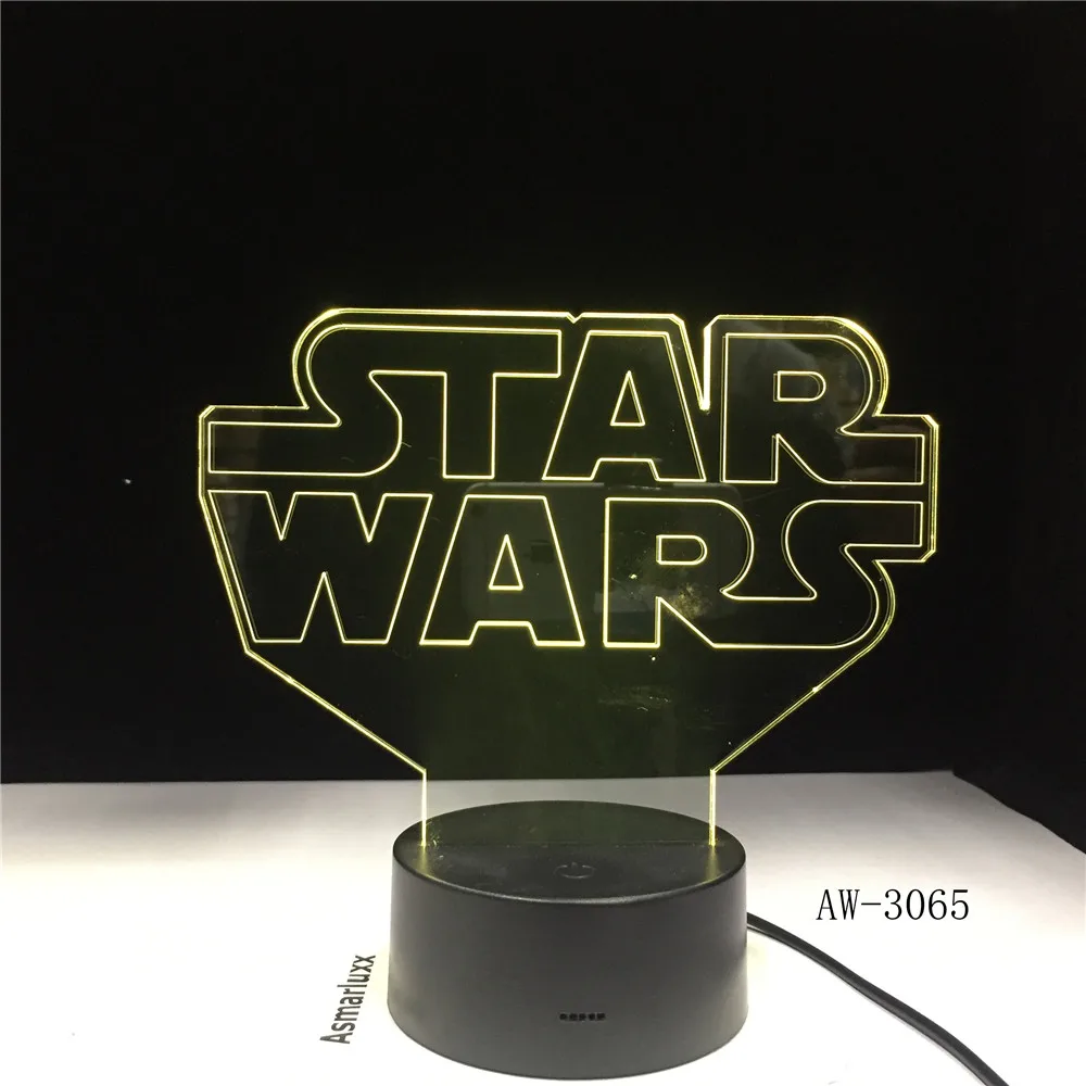 Креативный подарок лампа с логотипом Star Wars 3D ночник USB цветной светодиодный