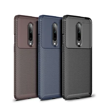 for OnePlus 7 Pro Case Slim Fitted Soft TPU Phone Case Shockproof Carbon Fiber Dual Layer Armor Silicone Cover for OnePlus 7 Pro