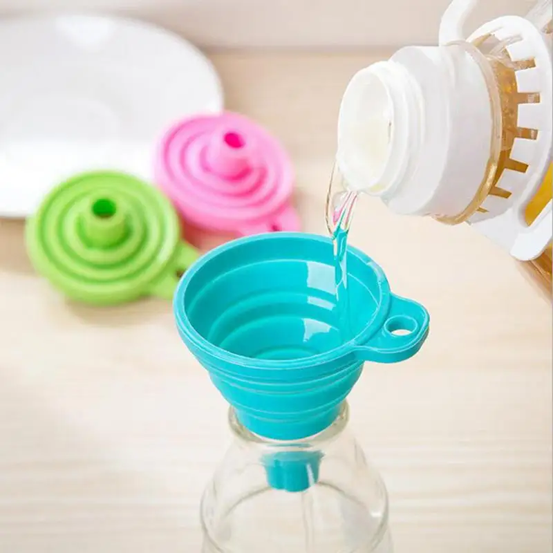 

1PC Silicone Colander Mini Foldable Funnels Oil Honey Funnels Wine Hopper Cooking Gadgets Useful Tool DIY Kitchen Accessories